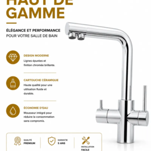 Robinet de cuisine 3 voie en inox