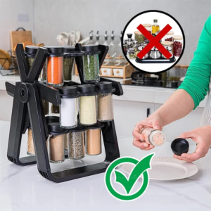 حامل التوابل الزجاجي الدوار على شكل عجلة كبيرة